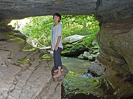 Arthur in a natural tunnel