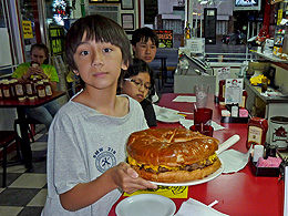 Arthur with a big hamburger