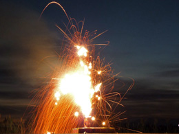 An orange shower of sparks