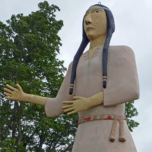 A 25-foot tall statue of Pocahontas in Iowa