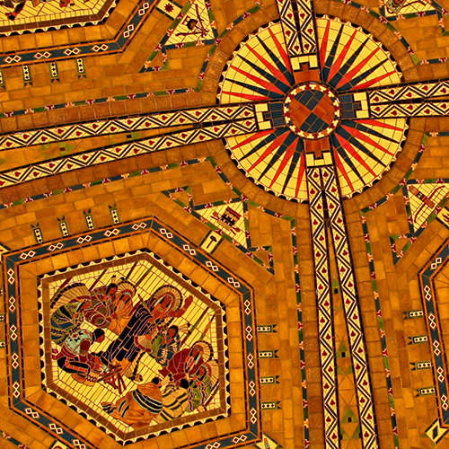 Beautiful interior tiles and paintings inside the Nebraska State Capitol