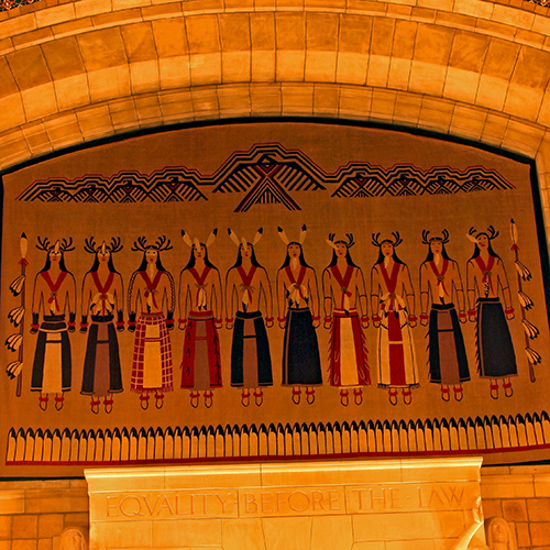 Beautiful interior tiles and paintings inside the Nebraska State Capitol