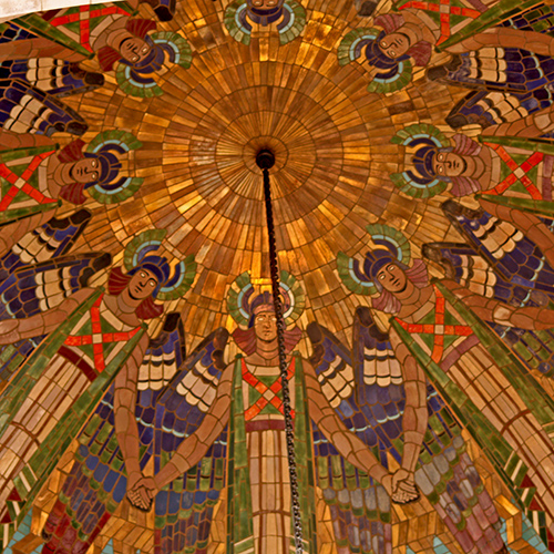 Beautiful interior tiles and paintings inside the Nebraska State Capitol