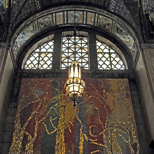 Beautiful interior tiles and paintings inside the Nebraska State Capitol