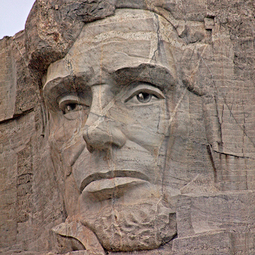 The face of Abraham Lincoln carved out of a mountain