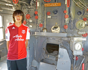 Arthur in an old steam locomotive cap