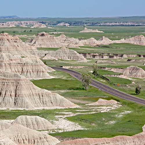 Hills in strange shapes and grassy landscapes