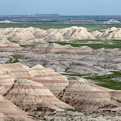 Hills in strange shapes and grassy landscapes