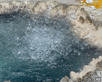 A bubbling spring of hot water