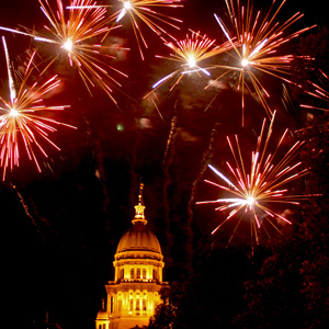 State Capitol Dome with Fireworks