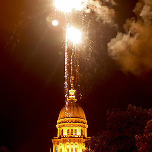 State Capitol Dome with Fireworks