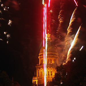 State Capitol Dome with Fireworks