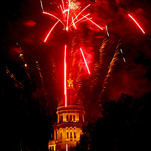 State Capitol Dome with Fireworks