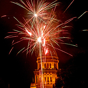 State Capitol Dome with Fireworks