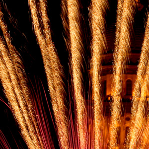 Fireworks erupting in front of capitol building