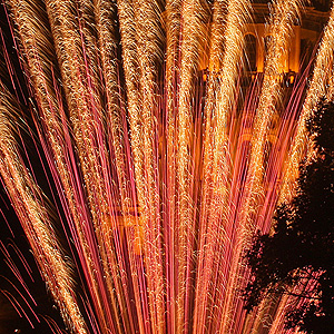 Fireworks erupting in front of capitol building