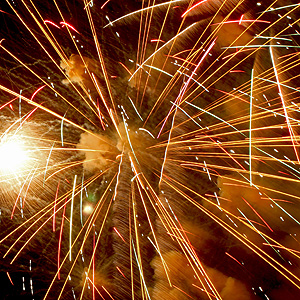Fireworks bursting in air