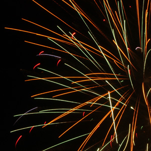 Fireworks bursting in air with color