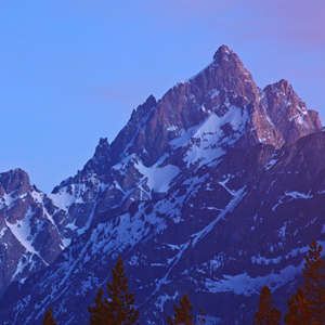 Late evening long exposure view of Grand Teton