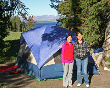 Tent set up in campground