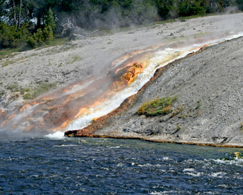 Water running down into a river