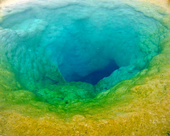 Looking deep into the hot center of blue Morning Glory Pool
