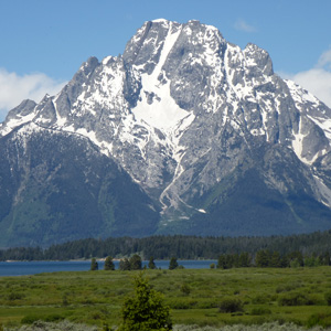 Bright Mt Moran in late morning light