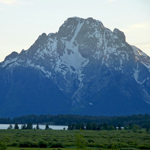 Backlit Mt Moran at Sunset