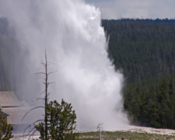 Old Faithful seen from a distance