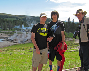Boys in front of thermal area