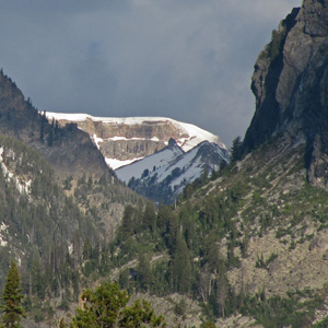 View way up Cascade Canyon from Jenny Lake