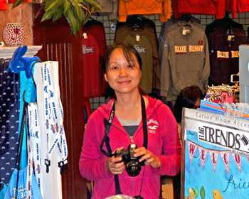 Smiling in a gift shop