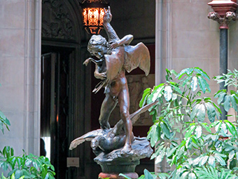 Sculputre "Boy Stealing Geese" in the winter garden of the Biltmore Mansion