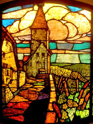 Stained glass window displayed in the Museum of Alsace located in Strasbourg, France法國斯特拉斯堡的阿爾薩斯博物館中的彩繪玻璃窗
