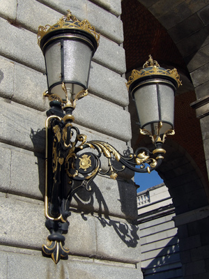 Lamps in royal palace of Madrid, Spain.