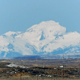 Wind River Mountains seen from Rock Springs, Wyoming.