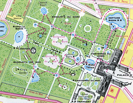 A map of the gardens around