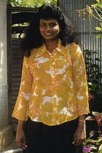R. A. Tharanga Subhashini in a yellow and white shirt