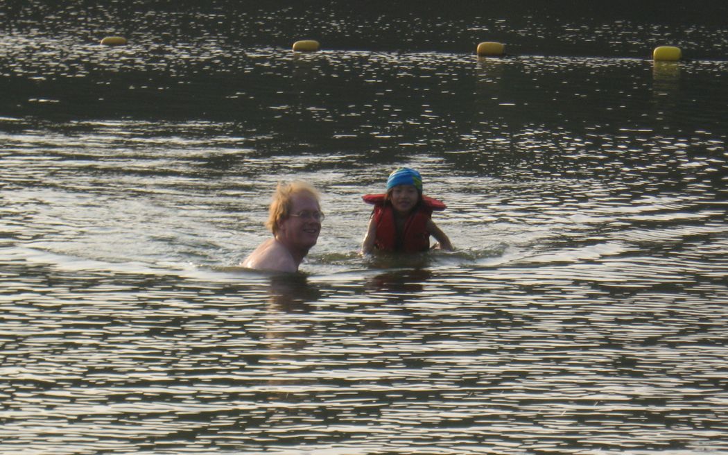 Annie and Eric in the water