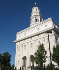 The rebuilt Mormon Temple