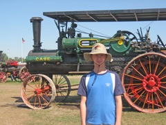 Sebastian and an old tractor