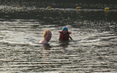 Annie and Eric in the water