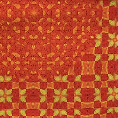 Orange fabric pattern made from flames and embers