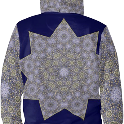Ottoman tiles with blue and green on the hooded jacketr