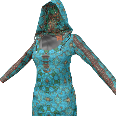 Turquoise blue hooded dress