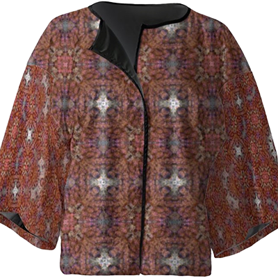 A Japanese style kimono jacket with patterns made from a photograph of coral on the bottom of the sea