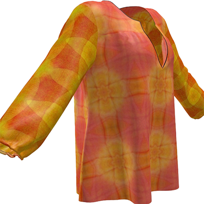 tulip petals of yellow and orange make the design for this blouse