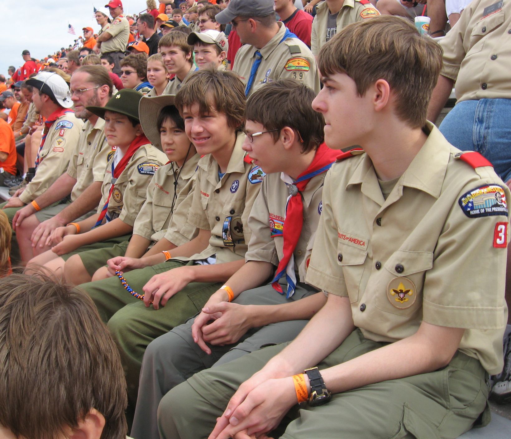 The scouts up in the stadium