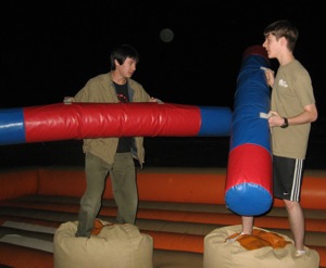 Sebastian and Micah prepare to battle at night