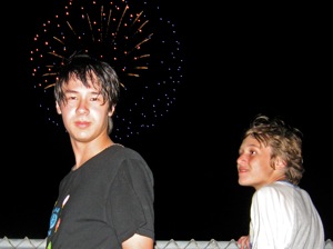 Sebastian and Oliver and fireworks